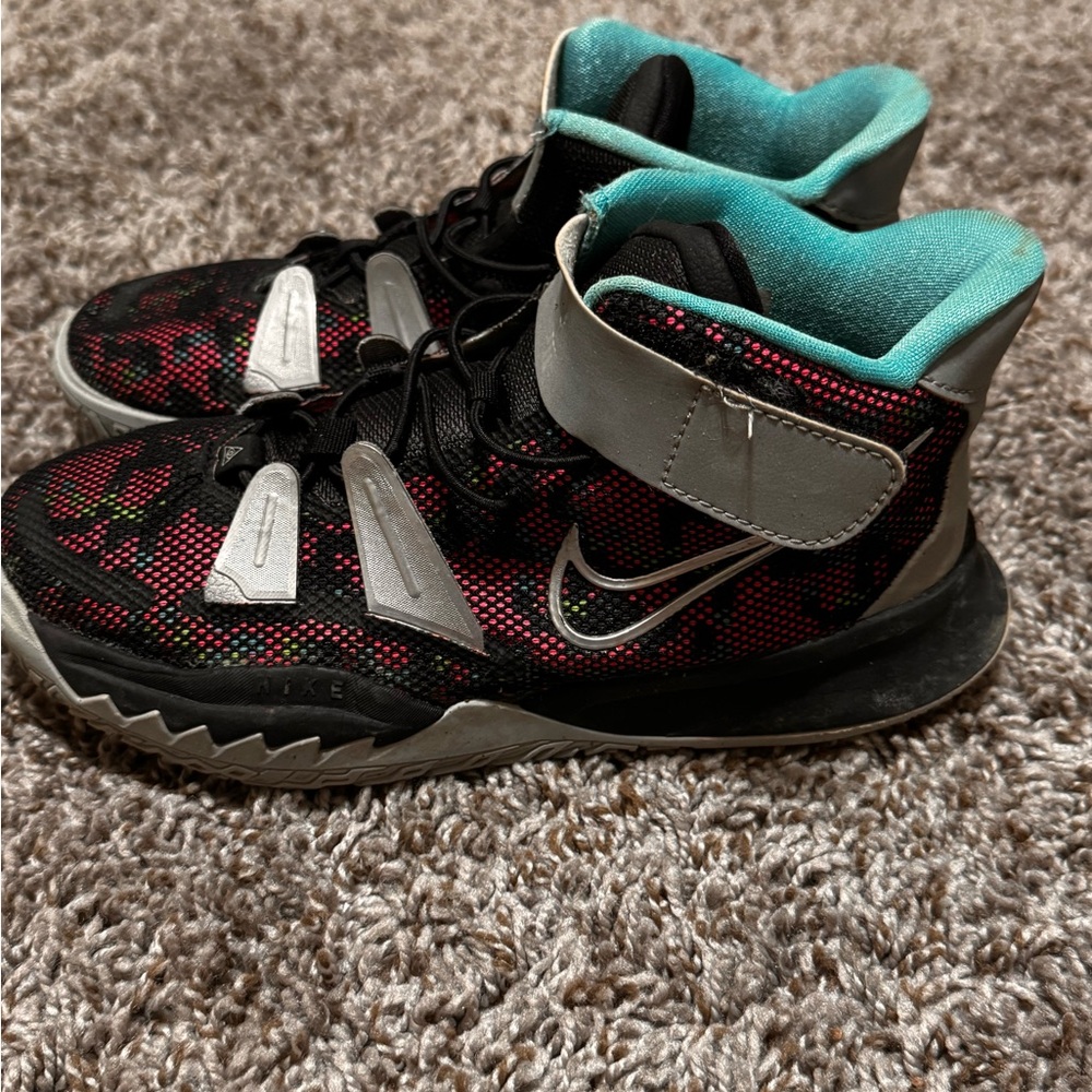 Nike Kyrie Irving Black and Red Mid-Top Sneakers with Velcro Strap